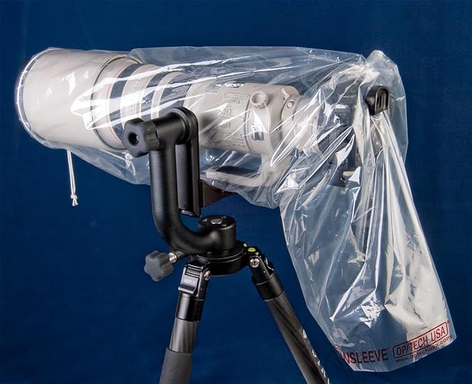 OP/TECH USA Rainsleeve Camera Cover - Clear Rain & Dust Sleeve for Shooting Photos & Video, with Viewfinder Access - Camera Rain Cover, Mega, 2 Pack