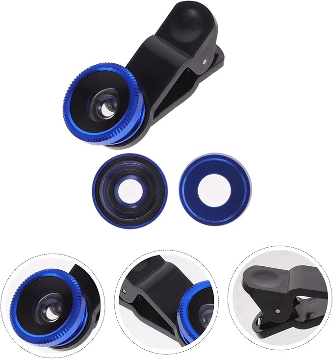 POPETPOP 3-in-1 Clip-On Phone Lens Set Fisheye Wide Angle Macro Mobile Camera Lens for Smartphones Compatible and Portable Clip Design for Photography Enthusiasts
