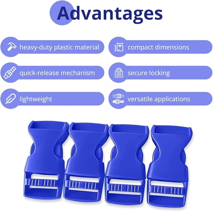 Buckles for Straps Set of 4 Pcs Plastic Buckle Clip Quick Side Release Plastic Fastener