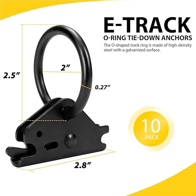 Cargo Steel E-Ring Tie Down Hooks 4/8PCS E Track Anchors O-Rings - Tie Down (Trailers/Trucks Goods) for E-Track Rail/Single System(4pcs)