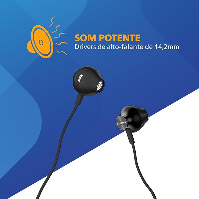 PHILIPS Wired Earbuds 3.5mm jack connector with Microphone, in Ear Headphones with mic, Powerful Bass, Lightweight, 3.5mm jack connector Wired Earphones, 3-Button in-line Remote Ear Buds (Black-Gray)