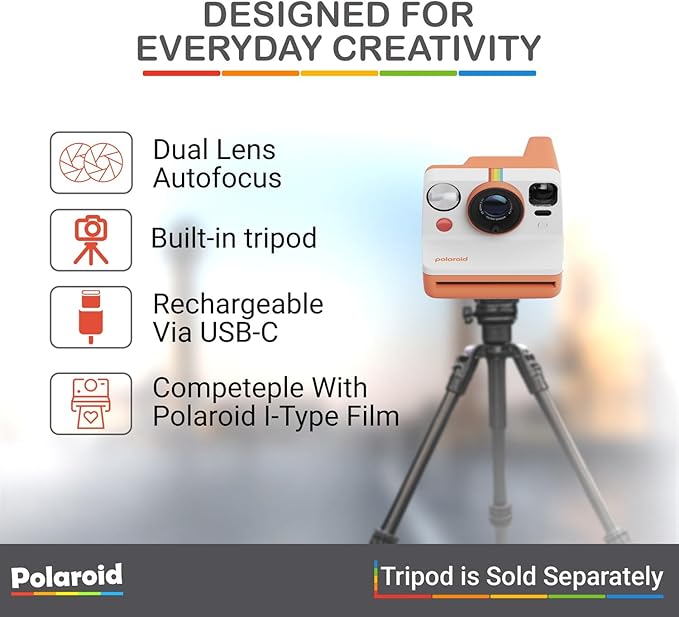 Polaroid Now Generation 3 I-Type Instant Camera (Coral) Bundle with Color I-Type Film (8 Exposures), Hard Protective Case and Wrist Strap
