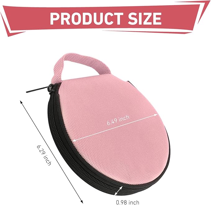 1 PC Car CD Case, Oxford Cloth Round CD Storage Bag with Handle, Waterproof Portable Large Capacity DVD Wallet File Organizer, Universal for Most Cars, Homes (Pink)