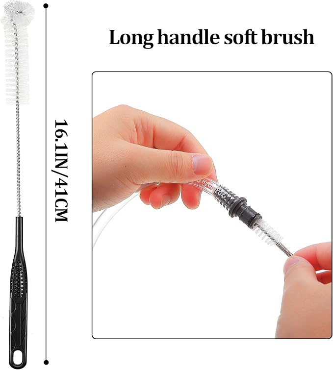 Feekoon Reservoirs Backpack Accessories Hydration Bladder Cleaning Kit with Flexible Long Brush for Hose, Small Bite Valve and Big Brush, Drying Collapsible Bladder Frame, Carrying Pouch