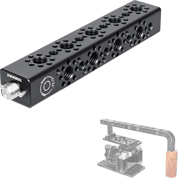 INNOREL CB5 CNC Aluminum Alloy Multi-Function Cheese Handle, Cheese Grip Extension Bar, ARRI Positioning Top Handle Featuring 3/8" and 1/4" Arri Locating Holes for Camera Cage Frames, Cheese Plates