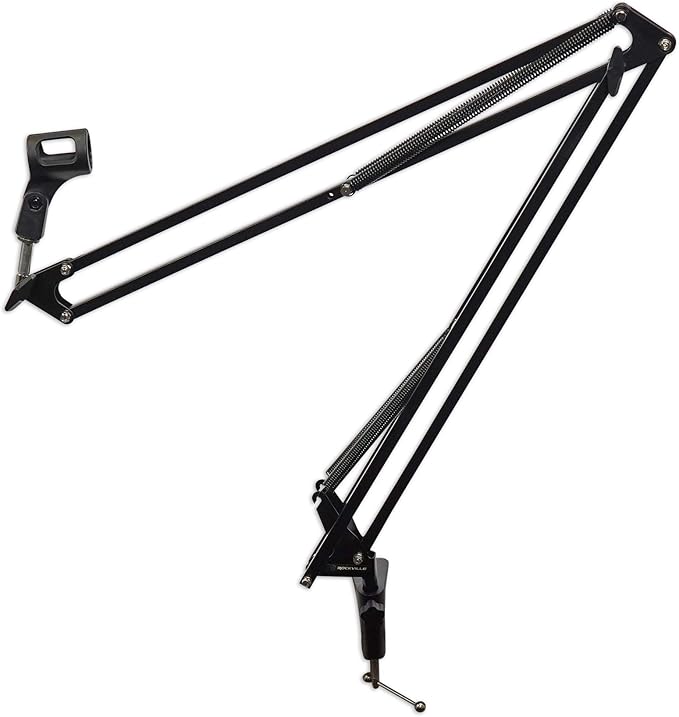 Rockville DMS40 40-Inch Studio Microphone Boom Arm Stand, Aluminum Desk Clamp, 360 degree Rotation, Steel Frame, ABS Mic Clip, for Podcasting and Streaming