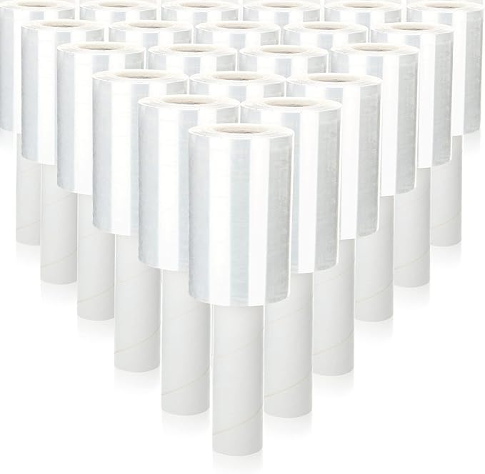 Sherr 20 Rolls 5 Inch x 800 Feet Clear Stretch Shrink Wrap Film with Handle 80 Gauge Heavy Duty PE Industrial Plastic Wrap for Packing, Moving, Furniture & Pallet, Self Adhering Packaging Film