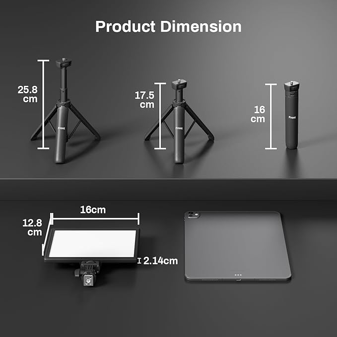 RALENO LED Video Light Panel, Camera Light for Video Conference Recording with 4000mAh Battery Type-C USB Ports, CRI>95 2500K-6500K Photo Lights for Outdoor Photography Live Streaming Zoom Call
