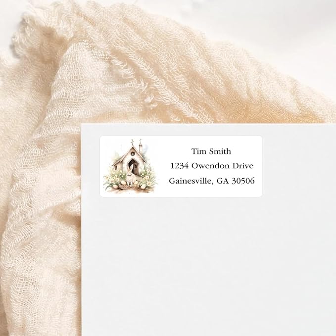 Address Labels Personalized Return Address Labels, 2.6" x 1" Easter Bunny Custom Mailing Label for Envelopes (30-1200) Customized Self Adhesive Stickers Printable Mail Envelope Adress Label, White