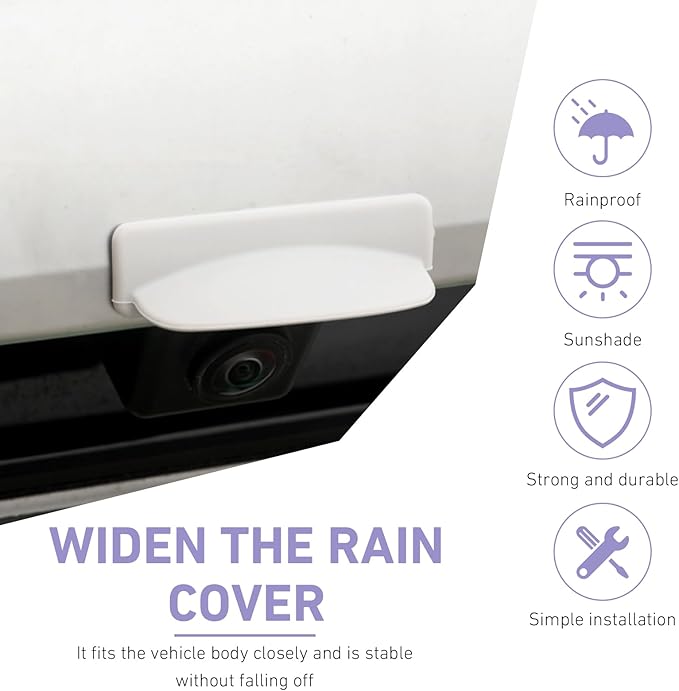 Car Reverse Camera Anti-Rain Cover, Silicone Self-Adhesive Camera Rain Guard Shield, Universal for Most Cars (White)