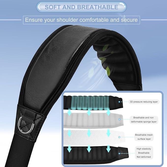 ZINZ 77" Shoulder Strap with Neoprene Thick Padded, Universal Bag Strap with Double Adjustable Buckles and Metal Swivel Hooks