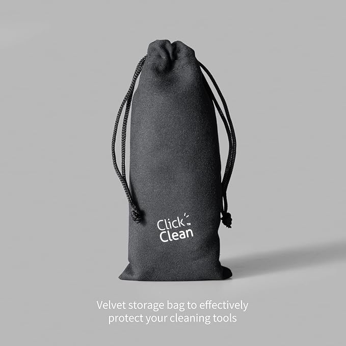 CLICK CLEAN Vinyl Record Cleaner Kit, Anti-Static, Includes Ultra-Soft Velvet Brush & Small Microfiber Brush, Drawstring Storage Pouch