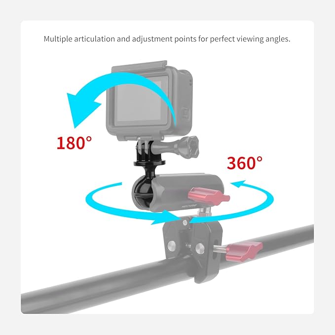 Mechrig Ball Mount Adapter,1" Ball Aluminum for Gopro Hero13/12/11/10 Insta360 X4/X3 DJI Action 5 Pro and Other Action Cameras,Compatible with RAM Ball Head Mounts B Size Double Socket Arm (MR63031)