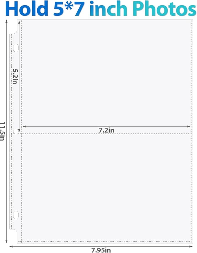 Feifeiya Feifeiya 150 Pack 5 x 7 Photo Sleeves for 3 Ring Binder(for 600 Pictures) archival Photo Page Protectors Holds Clear Plastic Refill Pages Plastic Album Refill Pages