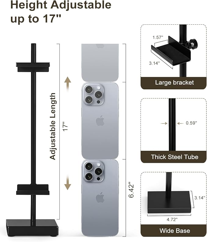 Adjustable Tabletop Easel Stand, Black Picture Easels for Display Up to 17" H, Metal Picture Frame Holder Stand Table for Art, Photo (2 Pack)