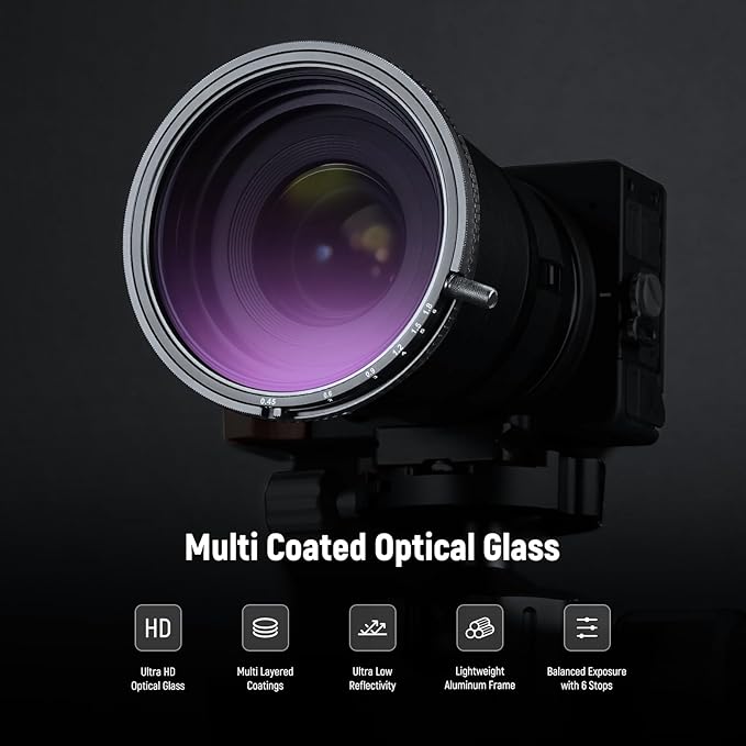 NEEWER 55mm True Colors Variable ND&CPL Filter with Putter, ND3-64(1.5-6 Stops), 2 in 1 Adjustable Limited Neutral Density & CPL Filter, Multi Coated HD Optical Glass/Aluminum Frame/Scratch Resistant
