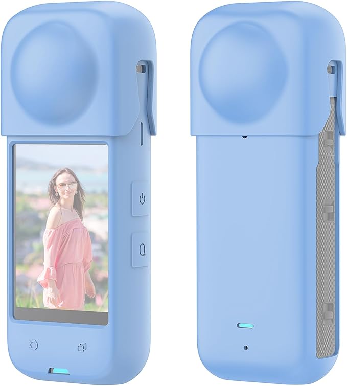 PULUZ Silicone Protective Case for Insta360 X4 with Lens Cap, Soft Camera Protective Cover and Standard Lens Guard for Insta 360 X4 Accessories(Blue)