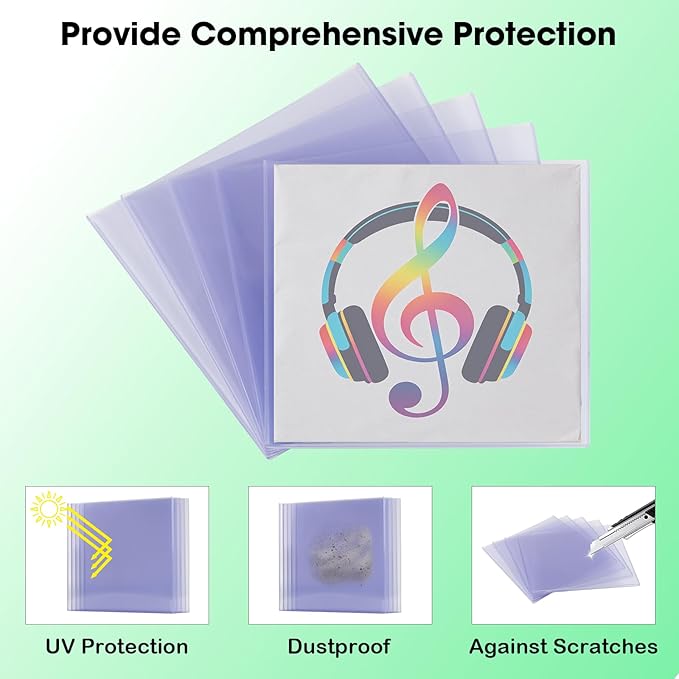 5PCS 12-Inch Vinyl Record Toploader - 7mm Rigid PVC Hard Outer Sleeves, Crystal Clear Plastic Protectors for LP Album Storage & Display, Compatible with Inner Sleeves