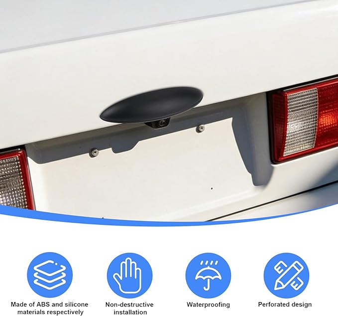 2pcs Car Rear View Camera Cover, ABS Waterproof Rear View Camera Protector Cover No-Tools Installation Universal Anti-Rain Guard for Automotive Exterior Accessories (Black)