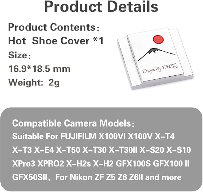 Camera Hot Shoe Cover/Shutter Button, Soft Release Button,Suitable for FUJIFILM XT5 XT4 XT3 XT30 XT20 X100V X100F XT100 X-E3 X-PRO2 X-PRO3 (Mountain-Hot Shoe Cover)