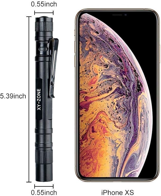 5PCS Led Pen Flashlight 1000 Lumens Lamp Clip Mini Black 507 Pocket Penlight Flashlight Torch Powered by 2 AAA Battery(Battery Not Included)