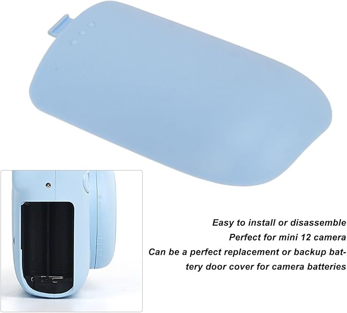 Yoidesu Camera Battery Door Cover Replacement for Mini 12, Portable Battery Side Cover Protective Lid Battery Compartment Replacement Lid Cover for Mini 12 Instant Camera (Blue)