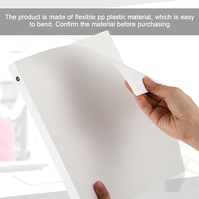 Henoyso 16 Pcs 3 Ring Binder 1/2'' Round Fits Letter Size 8.5'' x 11'' Paper Plastic Flexible Binder Holds 140 Sheets with 1 Pockets Versatile Organizer for Home Office School (White)