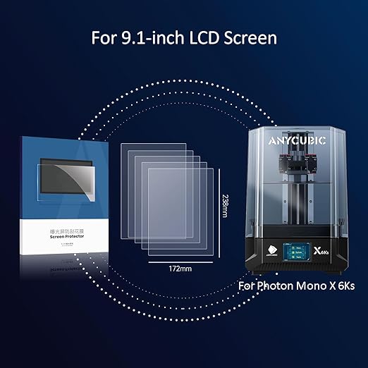 Anycubi Photon MONO X 6Ks Screen Protector,Original 3D Printer Protective Film 5Pcs Compatible with 9.1 inch LCD SLA UV Resin 3D Printers-Thickness 0.1mm-NOT for Photon MONO 6K or Photon MONO X 4K