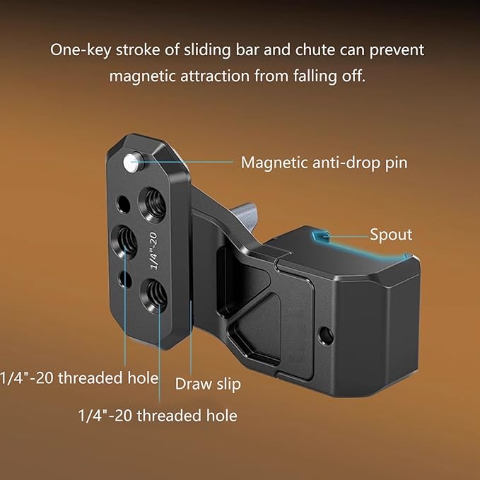 Ergonomic Camera Side Grip Mounting Aluminum Side Handle Extension Adapter for DSLR Wedding Event Photography Aluminum Grip Adapter