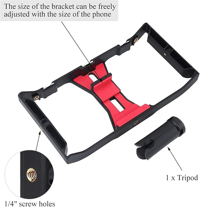 Smartphone Video Rig, Phone Video Cage Grip with Cold Shoe Mount Filmmaking Vlogging Case Phone Stabilizer Mount Phone Holder for Video Recording Handheld Stabilizer for Videomaker Videographer