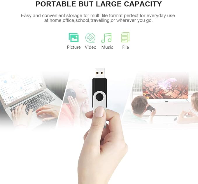 KEXIN 100 Pack 1GB USB Flash Drive Bulk Pack Thumb Drive Bundle USB Drives Jump Drive USB Stick 1 GB Swivel Design Memory Stick Black
