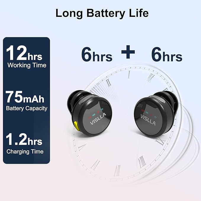 Vislla Mini Microphone for iPhone, iPad & Android,12H Battery, Noise Reduction Wireless Lavalier Microphone, Clip On Lapel Mic for Vlogging/YouTube/Tiktok/Streaming/Interview/Video Recording