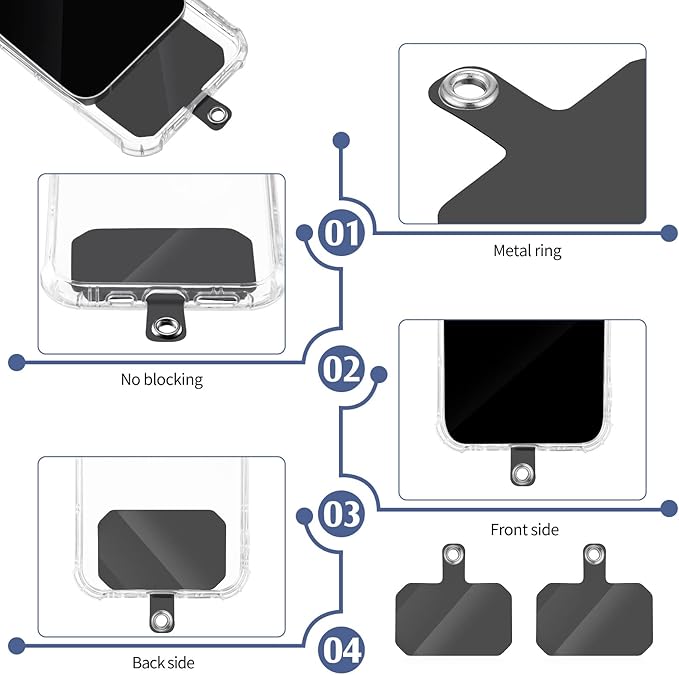 Sinmoe 24 Pcs Phone Lanyard Tab Universal Phone Tether Patches TPU Replacement Patches Compatible Telephone Case Cell Smartphone Case Safety Lanyard Non Adhesive