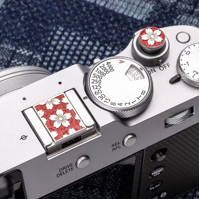 Camera Metal Hot Shoe Cover Shutter Buttons for FUJIFILM X100VI X100V XPro2 XPro1 X-T4 X-T3 X-T50 X-T30 for NikonZF Z5 Z6 (Red-Set)