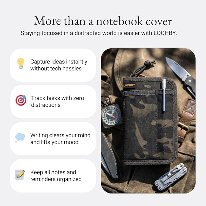 LOCHBY® Pocket Journal | Tomoe River 3.5" x 5.5" Notebook | Waxed Canvas | Ideal for Travelers & Daily Use, Fits Field Notes, Moleskine Cahier