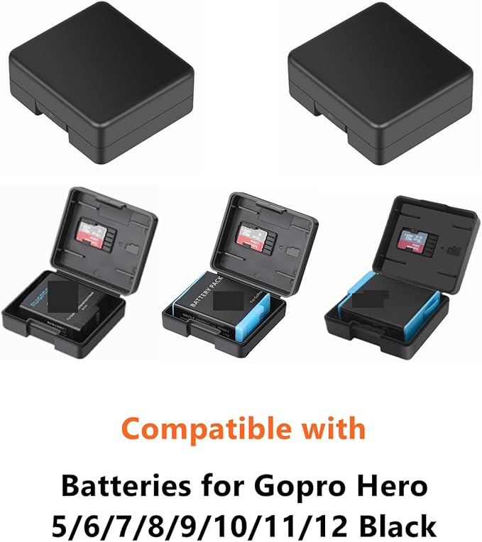 Besvalo Pack of 5 Protective Storage Case Compatible with Battery of Gopro Hero 5/6/7/8/9/10/11/12/13 Black Cameras, Multifunctional Battery Case Organizer Boxes with Memory Card Slot