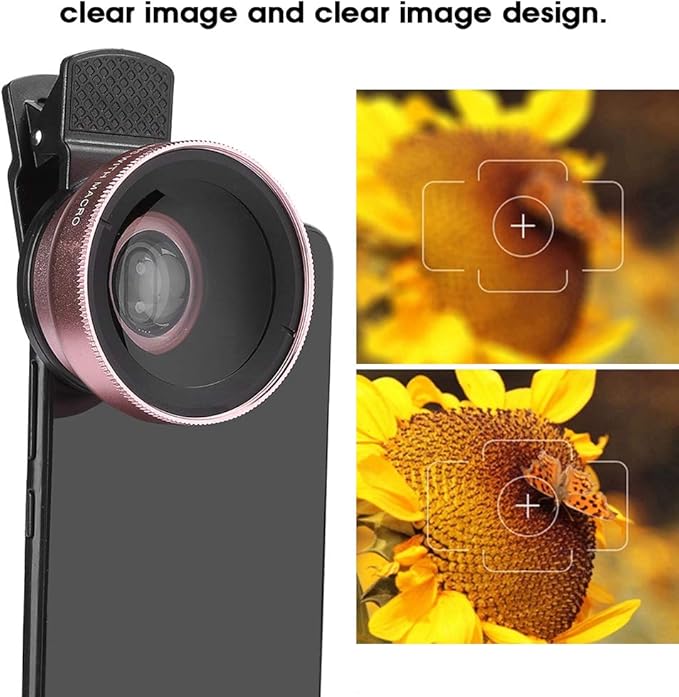 2 in 1 Phone Lens Professional, 0.45X Super Wide Angle and Macro Lens Clip On Cell Phone Lenses Compatible with Android Mobile Phones/Tablets/Camera