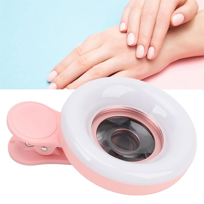 Mobile Phone Macro Photography Lens 3 Color Lights Portable Clip On Macro Lens, for Detail Photography, Rechargeable for Eyelashes Eyebrows Nail Art