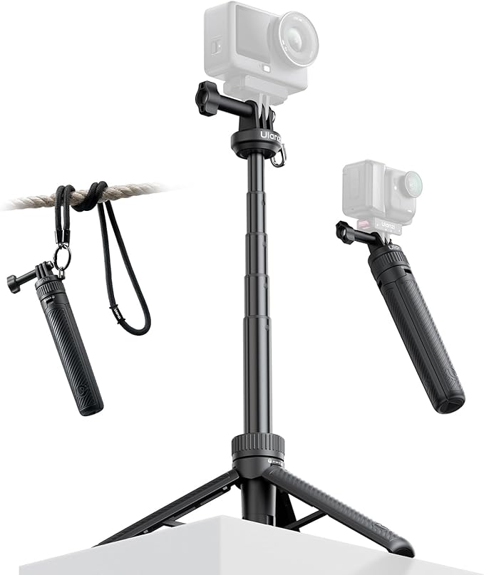 ULANZI MT92 Action Camera Selfie Stick Tripod 23.62", Portable Adjustable Vlog Handle Grip with Neck Lanyard for GoPro Hero 13/12/11/10/9/8/7/6, AKASO, DJI Osmo Action 6/5 Pro/4/3, Insta360