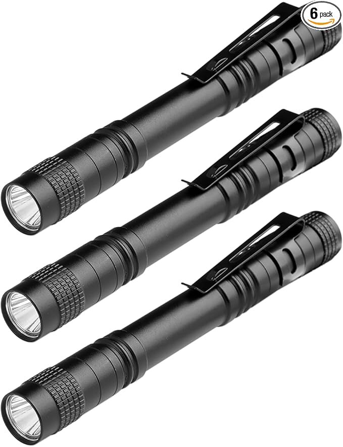 Mini Flashlight, AAA Small Pen Light with Clip, Portable 500lm Pocket Pen Flashlight for Inspection Repair Outdoor Emergency (3 Pack, Black, 5.1")