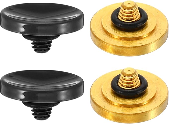 PATIKIL Camera Shutter Button, 2 Pack Soft Shutter Release Button Pure Copper Camera Button Concave Suitable for Nikon for Fujifilm for Leica DSLR/SLR Camera, Black Golden