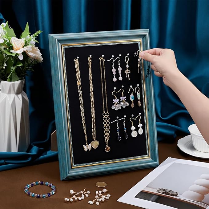 1Pcs Vintage Jewelry Display Stand, Jewelry Rack Photo Frame Shaped Earrings Display Holder with Pins Necklace Earring Ring Holder for Selling Vendors Boutique Women Gift
