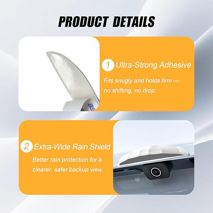 Universal Car Backup Camera Rain Shield, Reversing Camera Anti-Rain Cover, Non-Destructive Adhesion, Silicone Protection Cover Compatible with Most Vehicle (White)