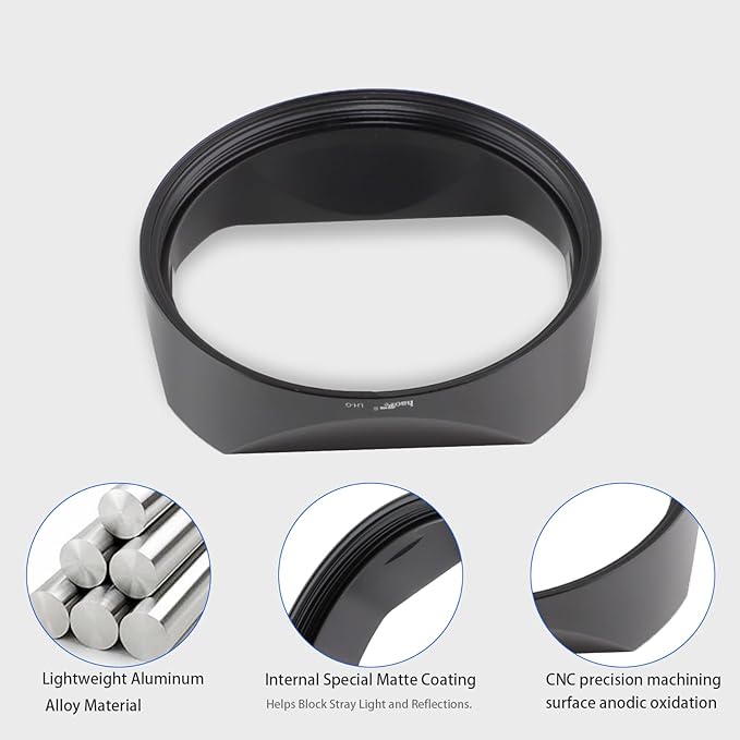 Haoge Metal Square Lens Hood for Leica Q3 Q3 43 Q2 Q Q-P QP q3 Typ116 Camera Accessories Black LH-LQB