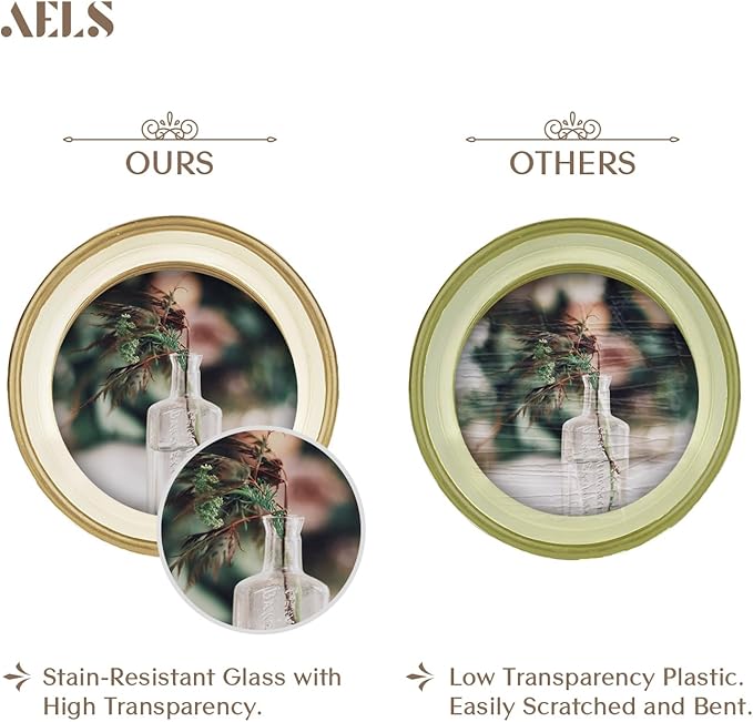 AELS 4x4 Inch Vintage Picture Frame, Elegant Antique Photo Frames with Glass Front, Photo Display, Tabletop Wall Hanging, Gift Ideas, Off-white Oval with Gold Trim
