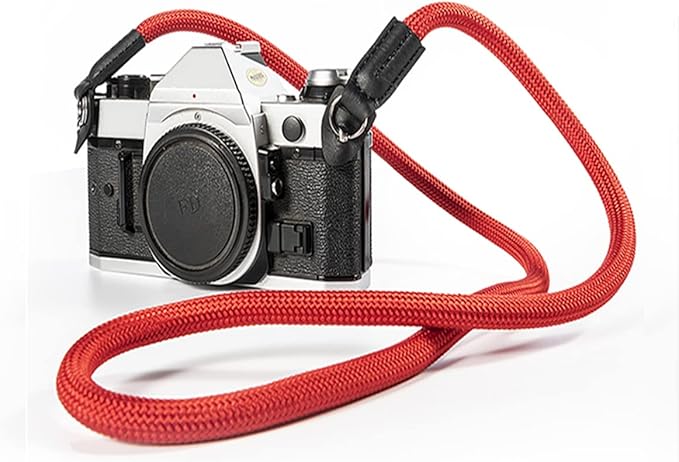 Camera Strap Vintage 100cm Nylon Climbing Rope Camera Neck Shoulder Strap for Micro Single and DSLR Camera(Red)