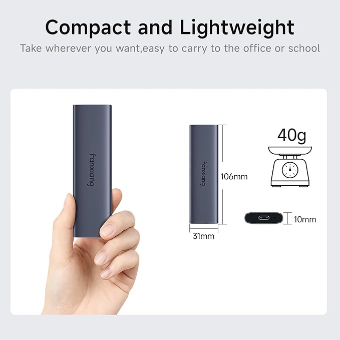 fanxiang 1TB External SSD - Portable SSD External Solid State Drive, 1000MB/s,USB 3.2 Gen2 Type-C, Aluminum Alloy, External Hard Drive for iPhone15/16/17,Android, Mac, Windows -PS1008NEW