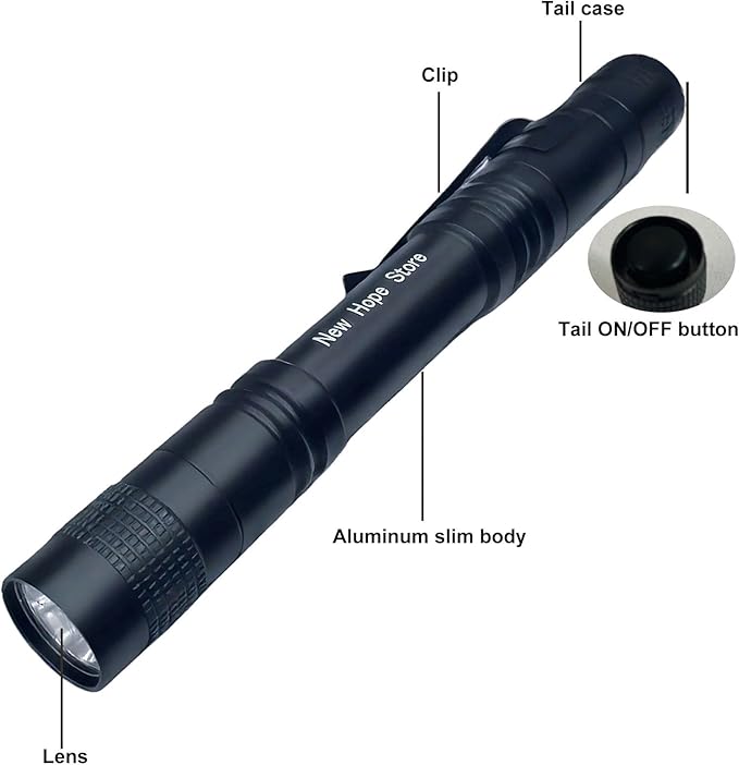 Pen Flashlight, Led Mini Penlight Super Bright Pocket Clip Pen Light Compact Flashlight for Inspection, Repair, Camping, About 1000 Lumens IPX5 Powered by 2*AAA Battery(not included) set 6pcs