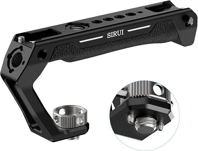 SIRUI Top Handle with 3/8"-16 Locating Pins Mount for ARRI, Camera Cage Silicone Top Handgrip with Cold Shoe with Safety Pins, 1/4" and 3/8" Threads for Microphone, LED Light, Monitor, SC-THA