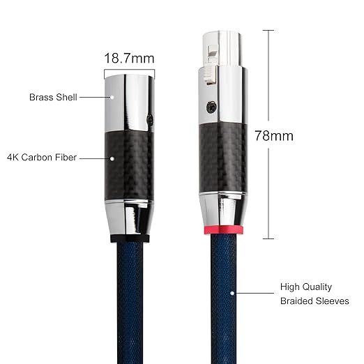 Monosaudio 17AWG Audiophile XLR Cables OFC Silver Plated Pair Female to Male Balanced Interconnect Cable Signal Cord Speaker Cables for Audio,Speakers,Subwoofers,Turntable,Amplifier,DAC(1M/3.3Ft)
